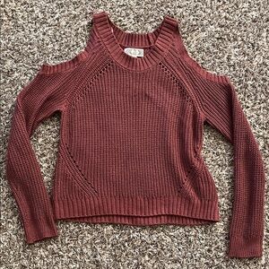 Pink Rose Off-the-Shoulder Sweater - Rust size medium